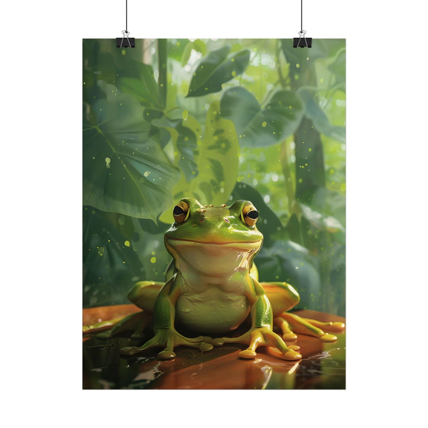 Whimsical Frog Oasis: A Peaceful Lily Pad Scene - Poster