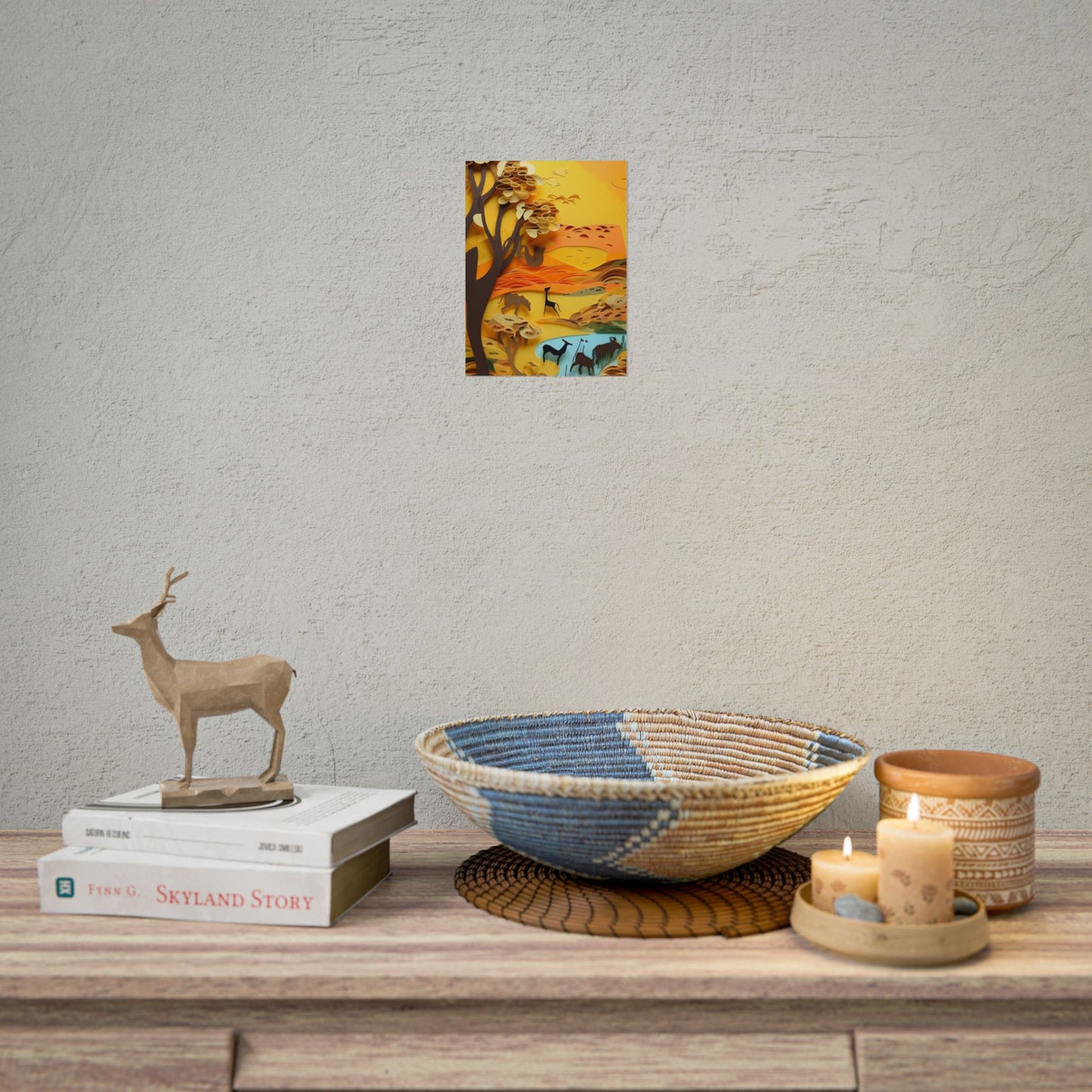 Vibrant African Landscape: Paper Quilling Art - Poster