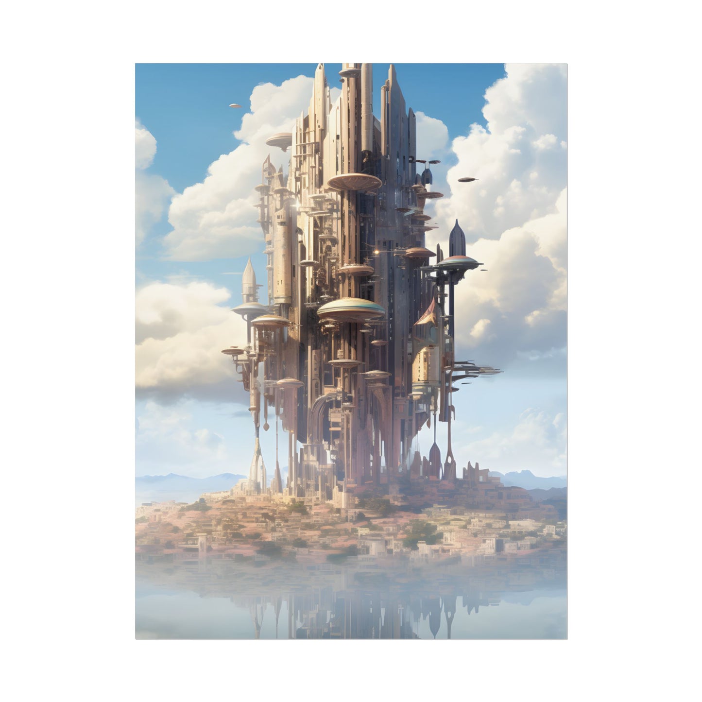 Breathtaking Floating Cityscape: Columbia 6 Digital Art - Poster
