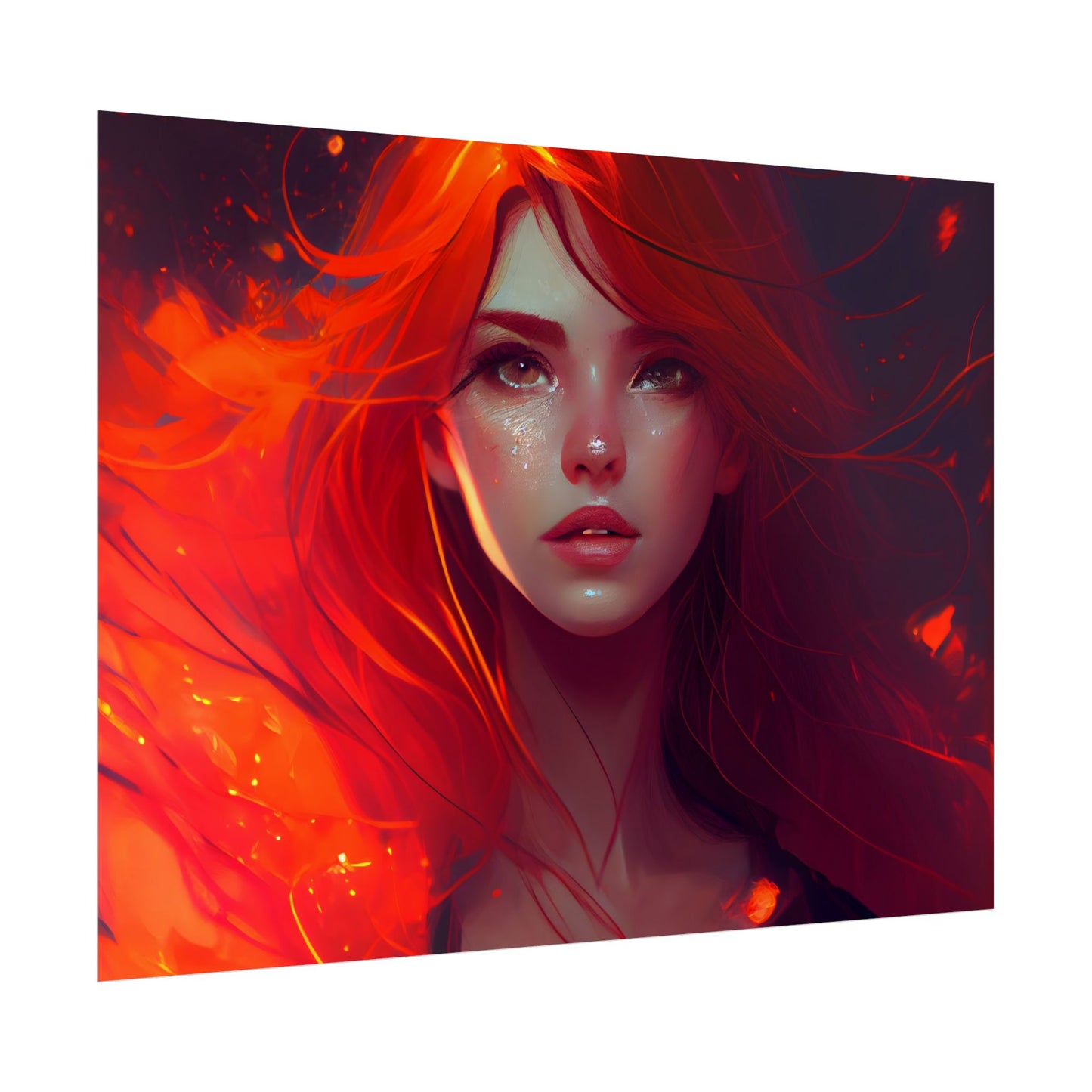 Glowing Female Portrait: Close-Up Artwork - Poster