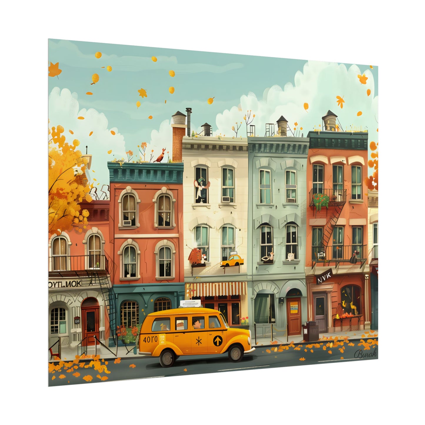 Whimsical Yellow Dream: A Captivating Illustration - Poster