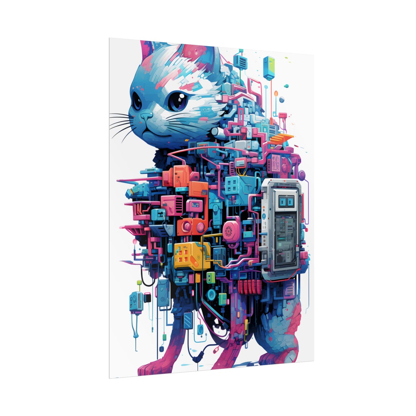 Whimsical Pixelated Cyber Pet: Retro-Style Digital Art - Poster