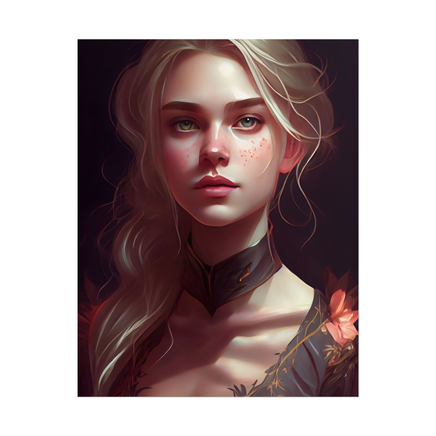 Astonishing Blonde Portrait: Artistic Beauty in Darkness - Poster