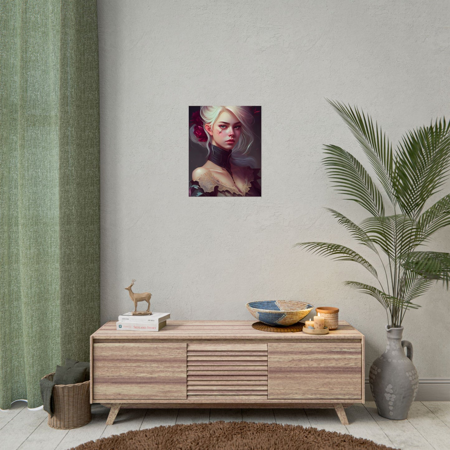 Blonde Beauty in Nature: Realistic Portrait Art - Poster