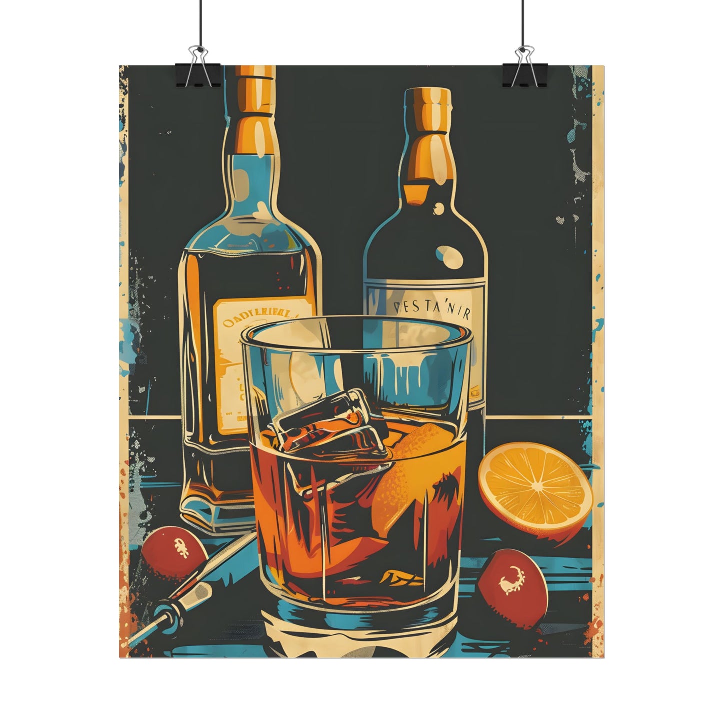 Vintage Cocktail Hour: Old-Fashioned Glass Artwork - Poster