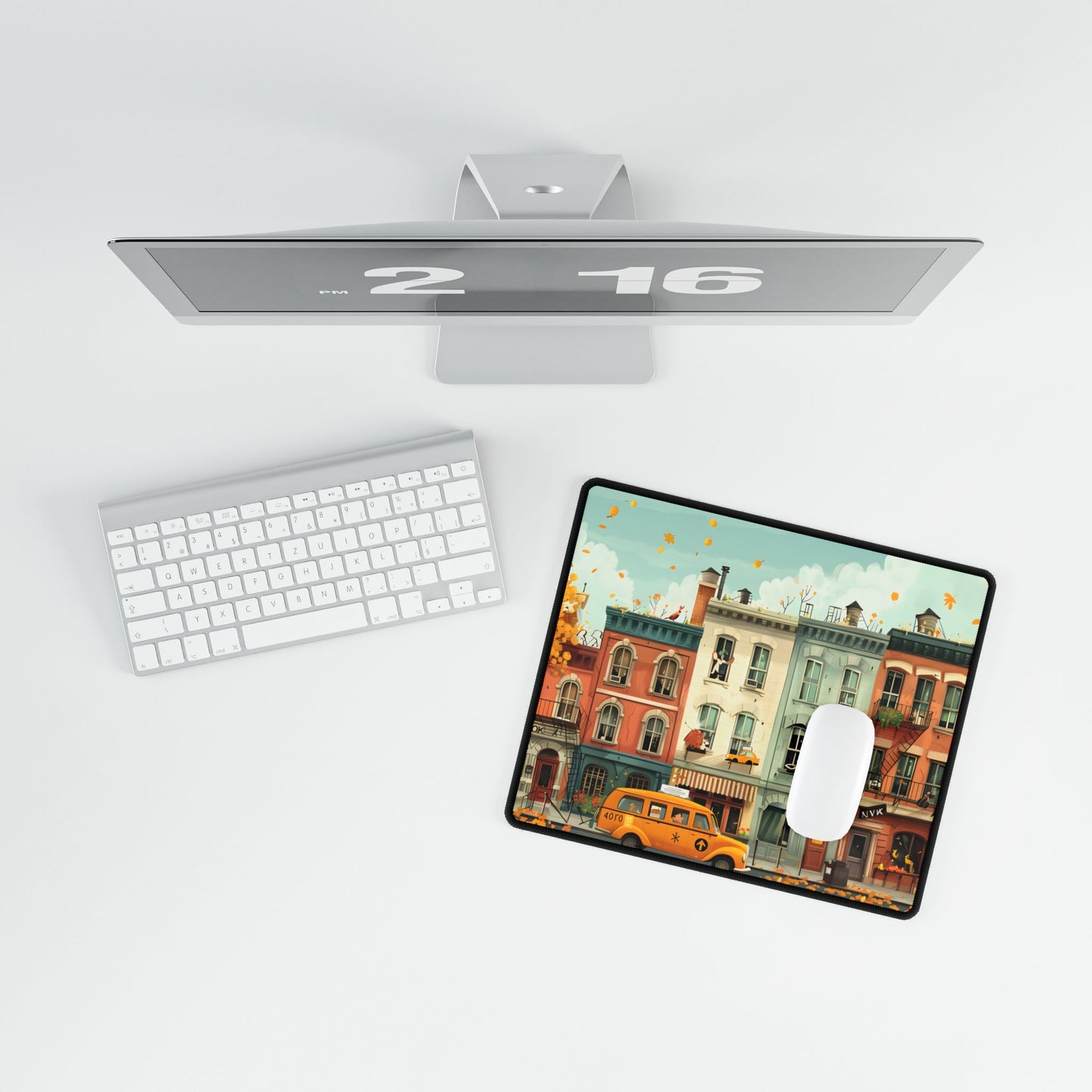 Whimsical Yellow Dream: A Captivating Illustration - Desk Mat