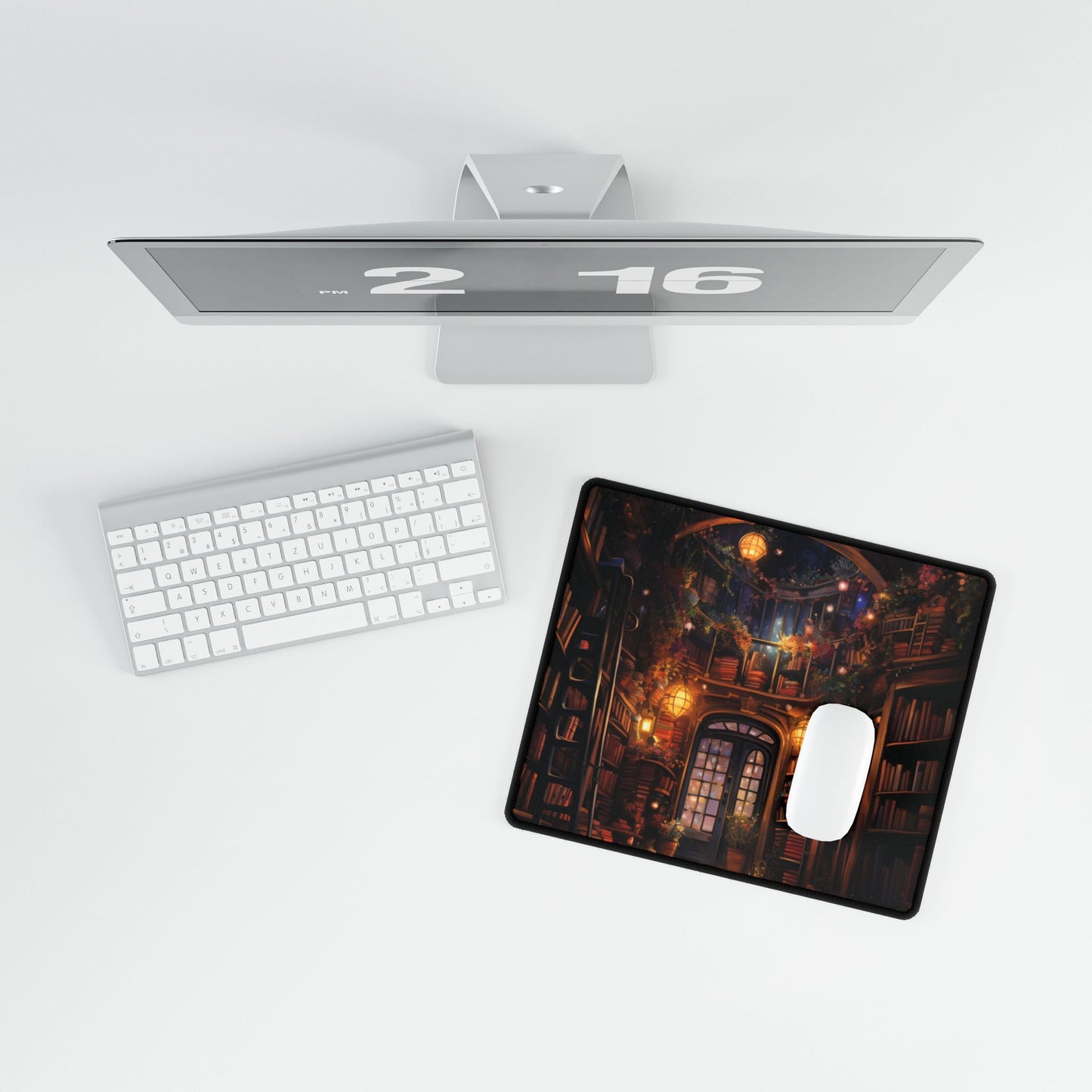 Magical Bookshop: Cozy Charming Bookstore Art - Desk Mat
