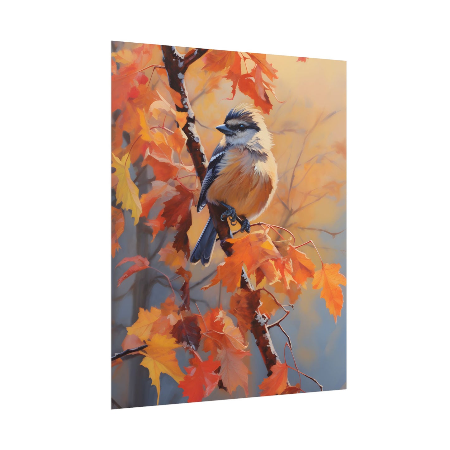 Vibrant Oak Branch: Oil Painting in Nature - Poster