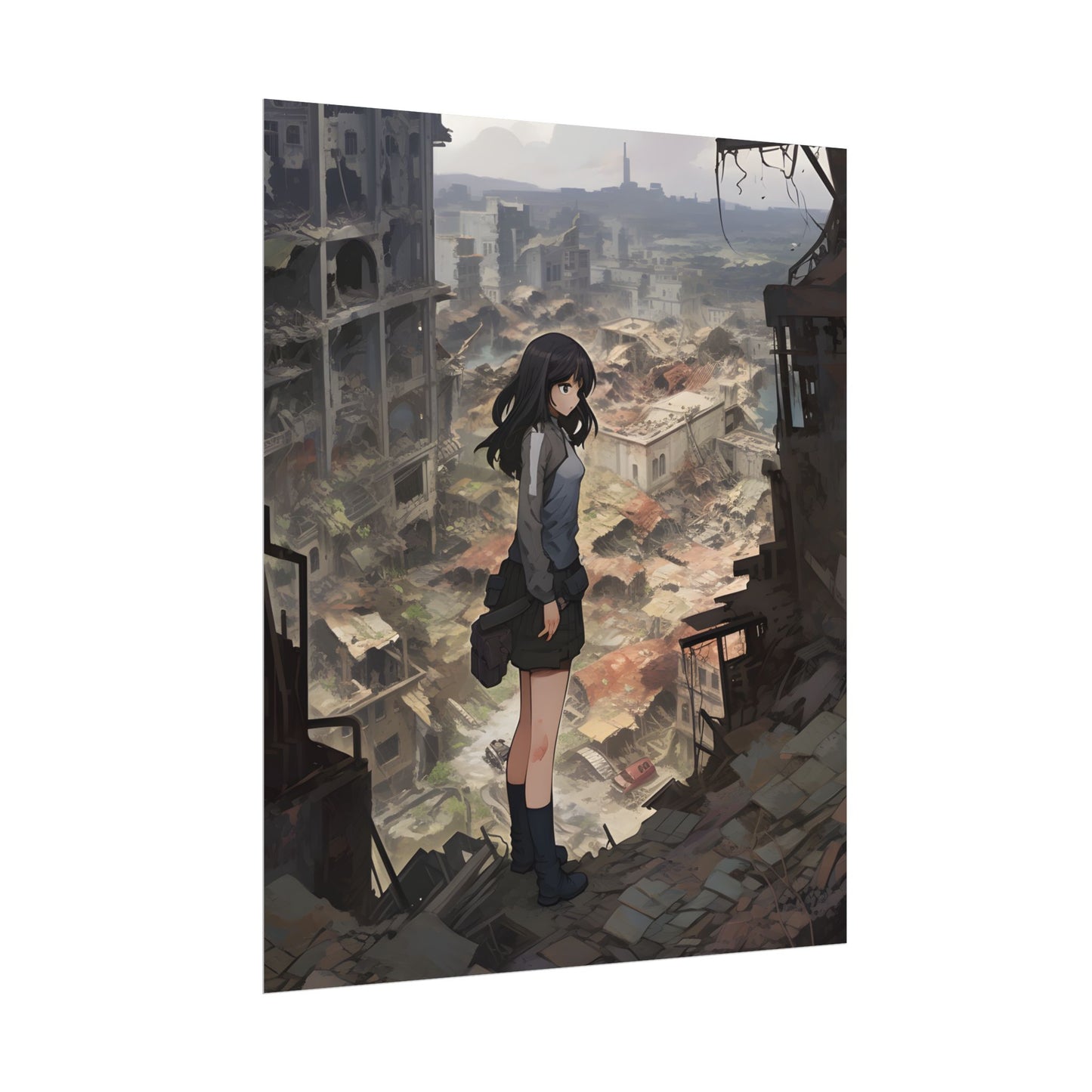 Dramatic Anime Scene: Detailed Bird's Eye View - Poster