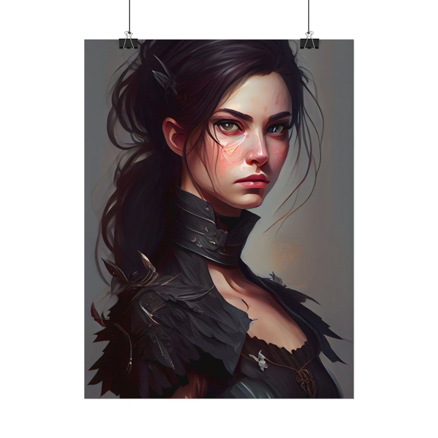 Artistic Female Portrait: Elegant Dress Digital Artwork - Poster