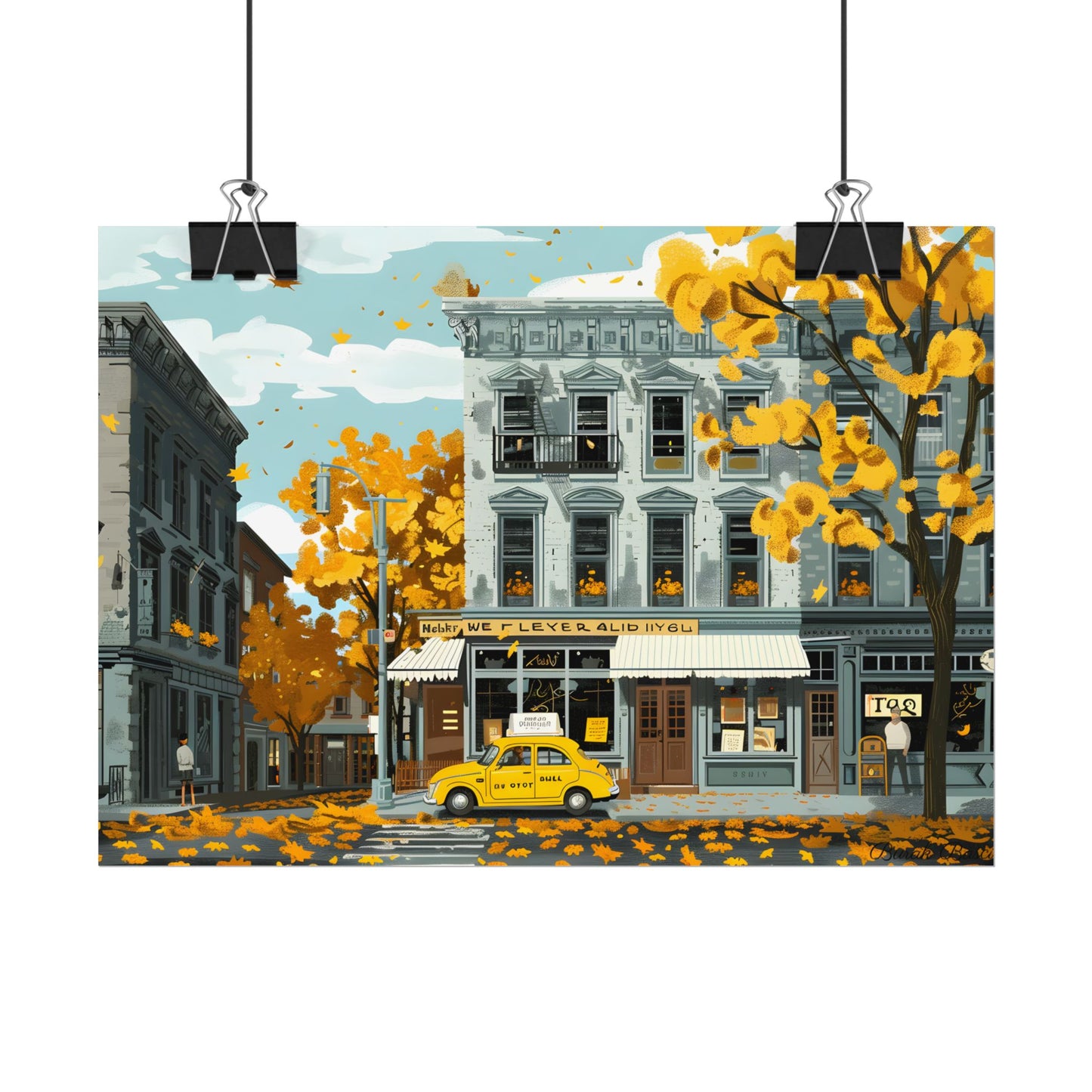 Whimsical Yellow Building: Ornate Illustration Artwork - Poster