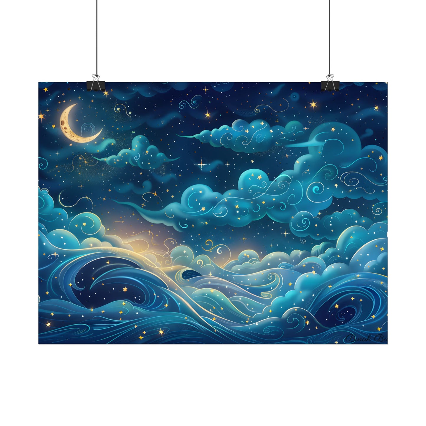 Twinkling Stellar Night Sky: Whimsical Dreamy Artwork - Poster