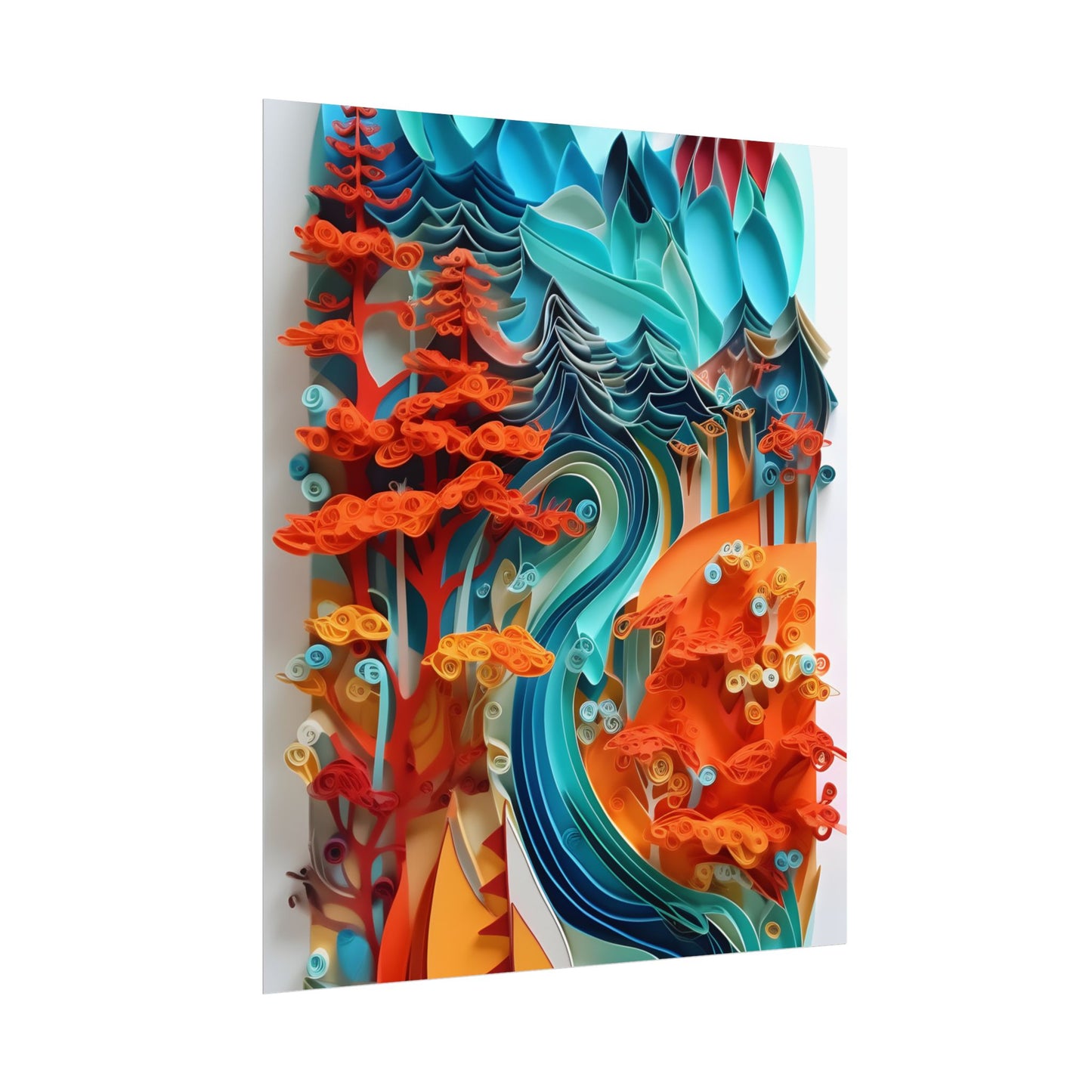 Paper Quilling Island Oasis: Realistic Art Piece - Poster