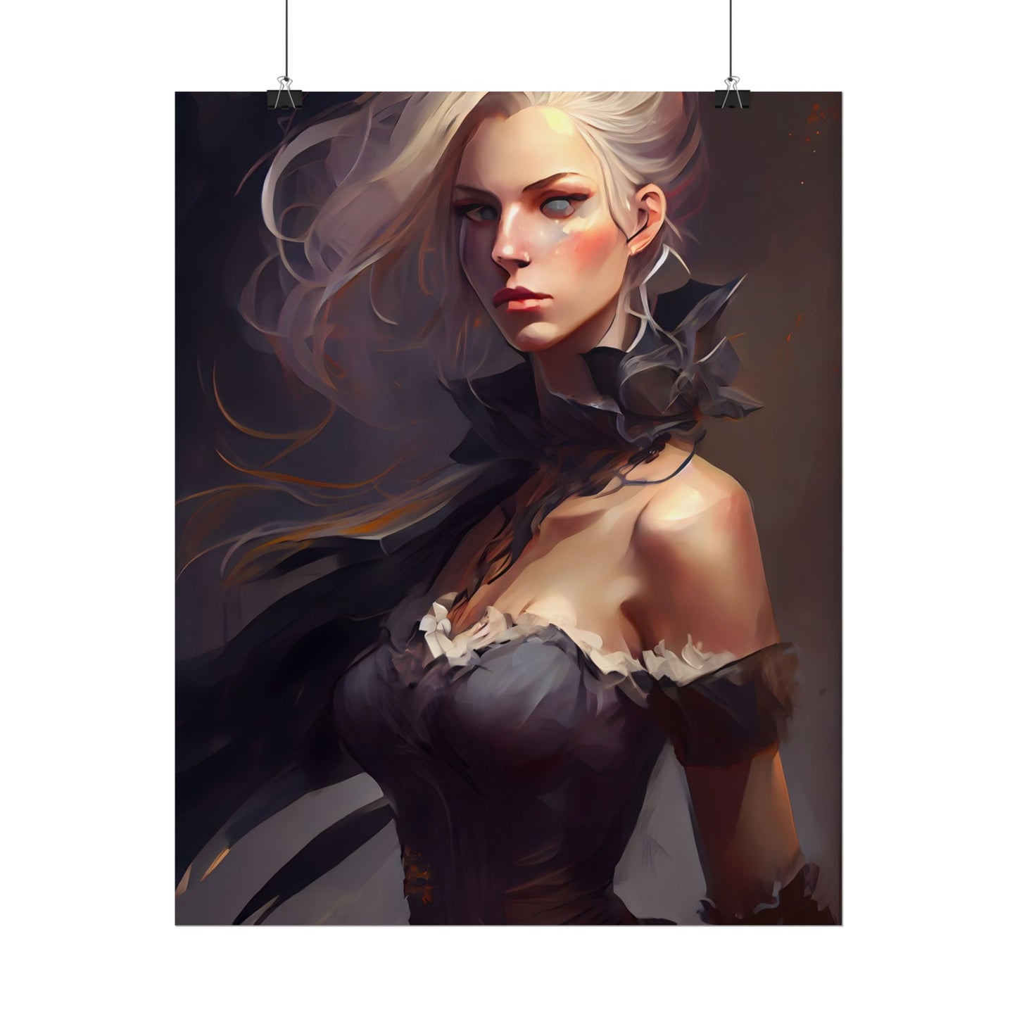 Elegant Blonde Beauty: Whirling Portrait Art - Poster