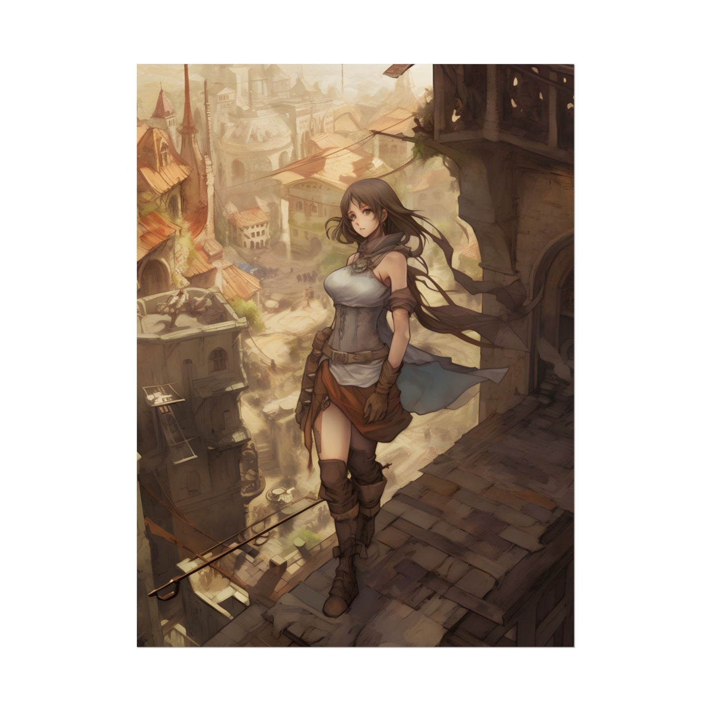 Anime Landscape Serenity: Peaceful Tree Scene Artwork - Poster