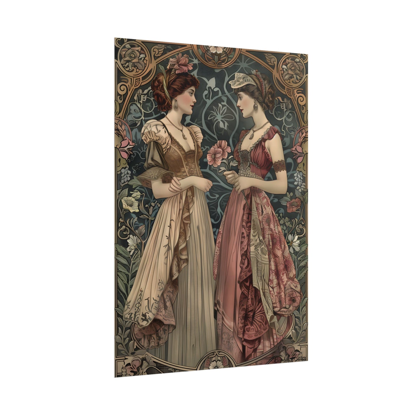 Women in Ornate Attire: Formal Primrose Ceremony - Poster