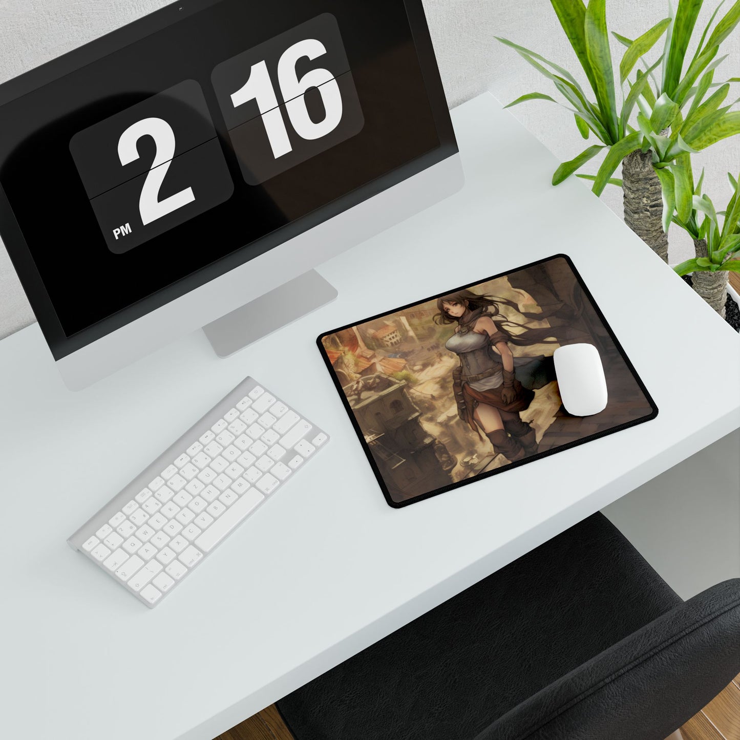 Anime Landscape Serenity: Peaceful Tree Scene Artwork - Desk Mat