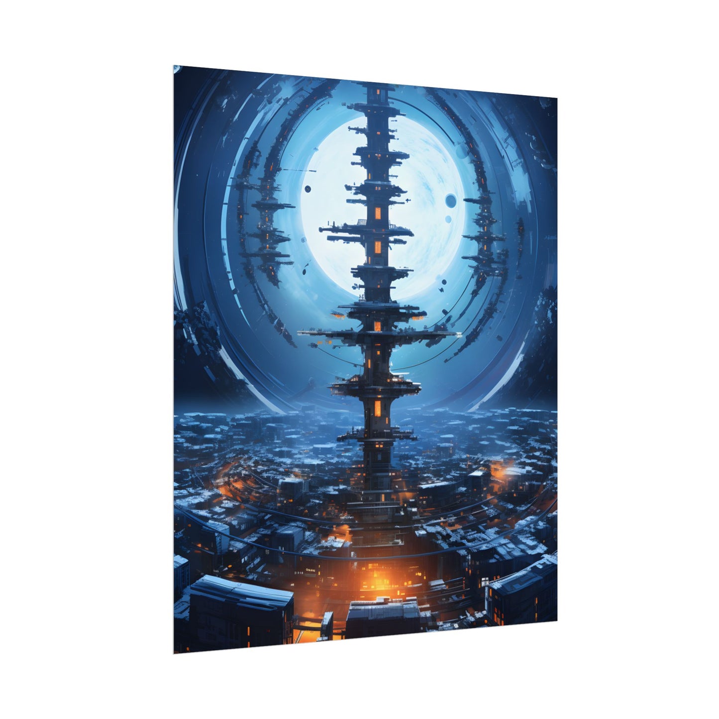 Aetherial Space Station: Low Earth Orbit Digital Art - Poster