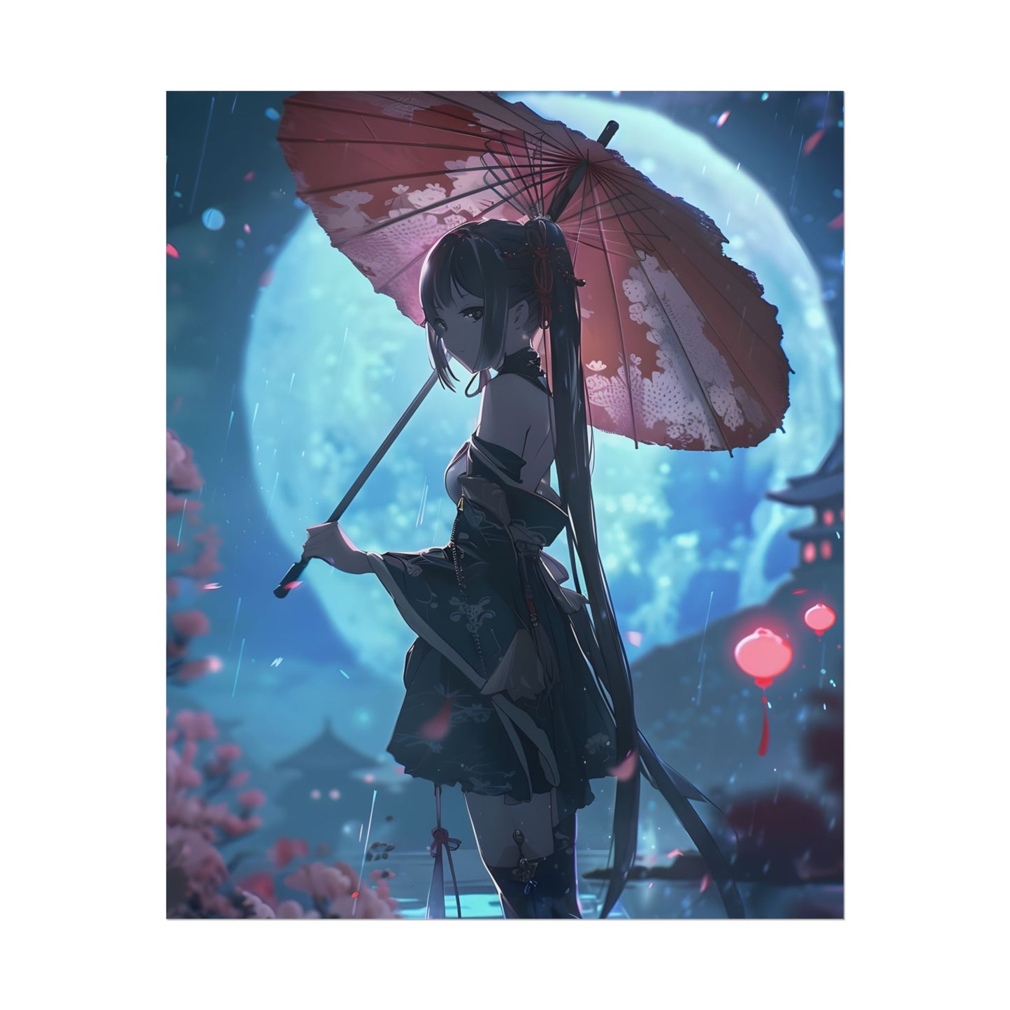 Anime Winter Girl: Gentle Snow Scene Art - Poster