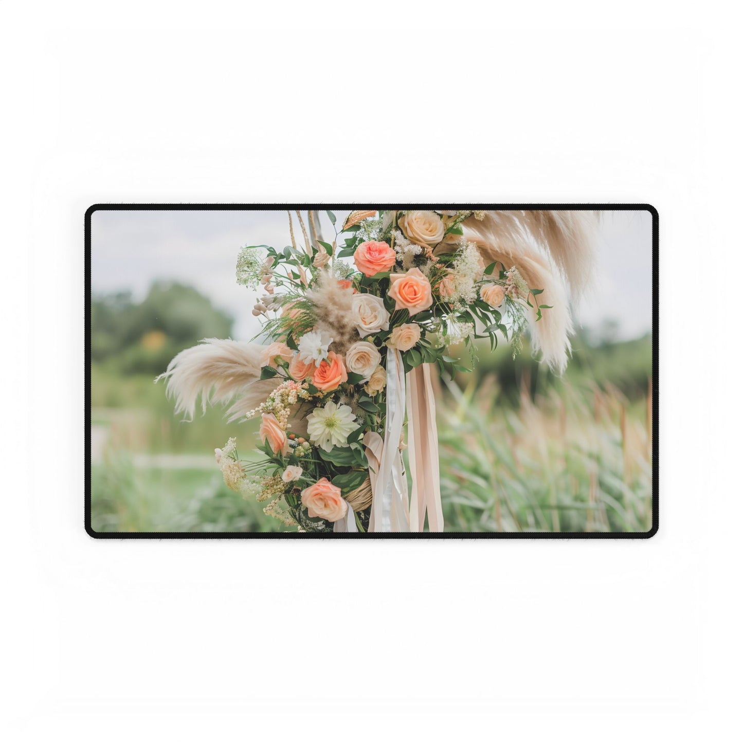 Whimsical Floral Wonders: Vibrant Pampas Garden Art - Desk Mat