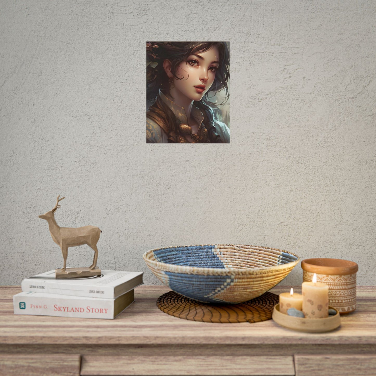 Astonishing Brunette Portrait: Elegant Digital Artwork - Poster