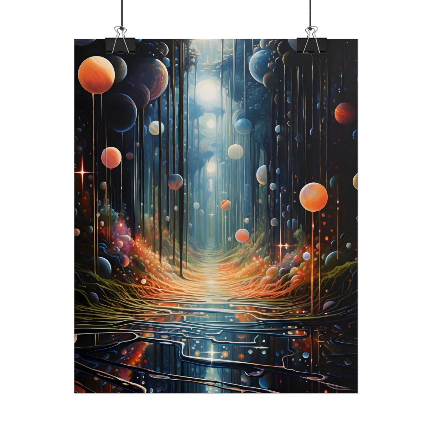 Vibrant Celestial Art Gallery: Otherworldly Landscape - Poster