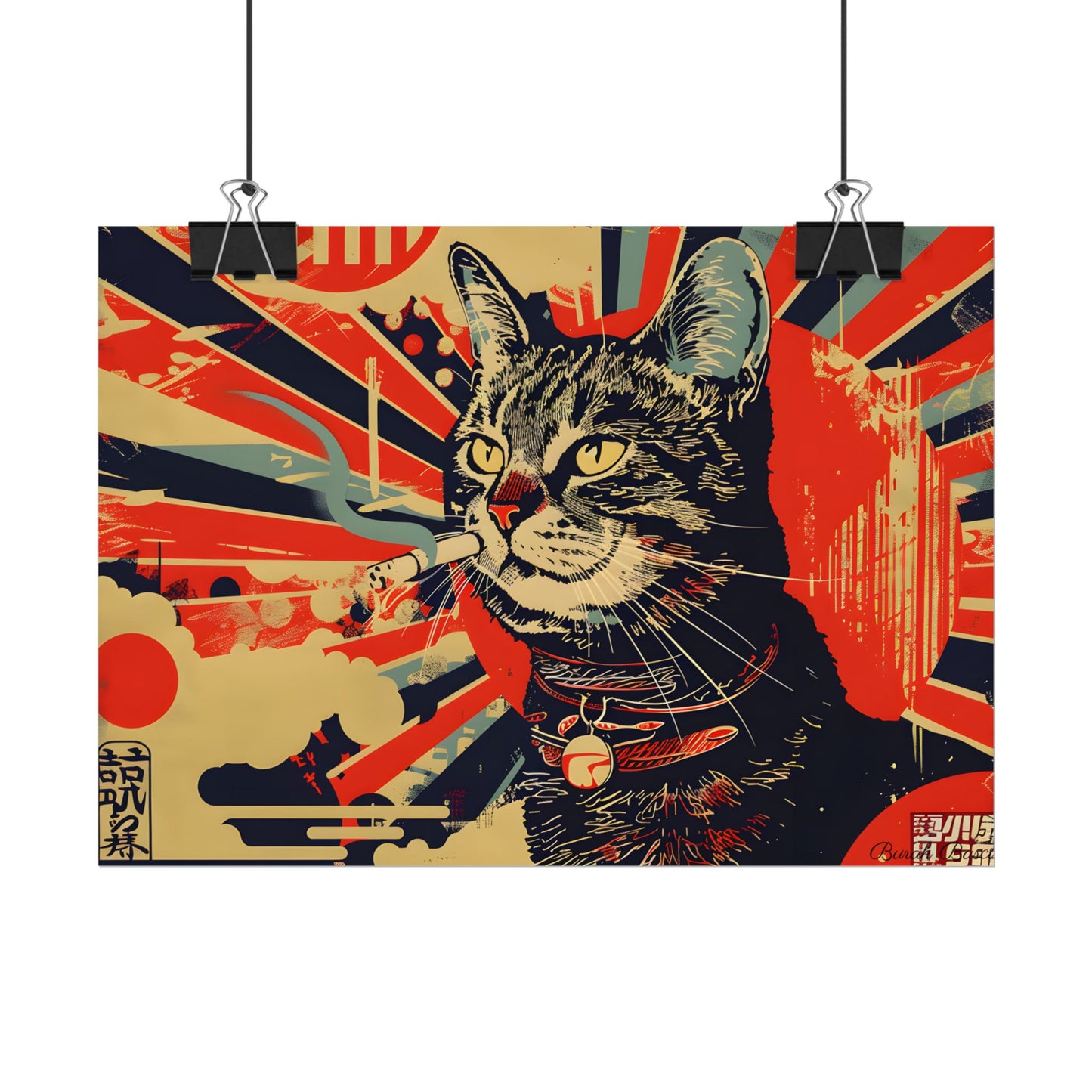 Whimsical Urban Wildlife: Cat Art in a Bolstered Setting - Poster