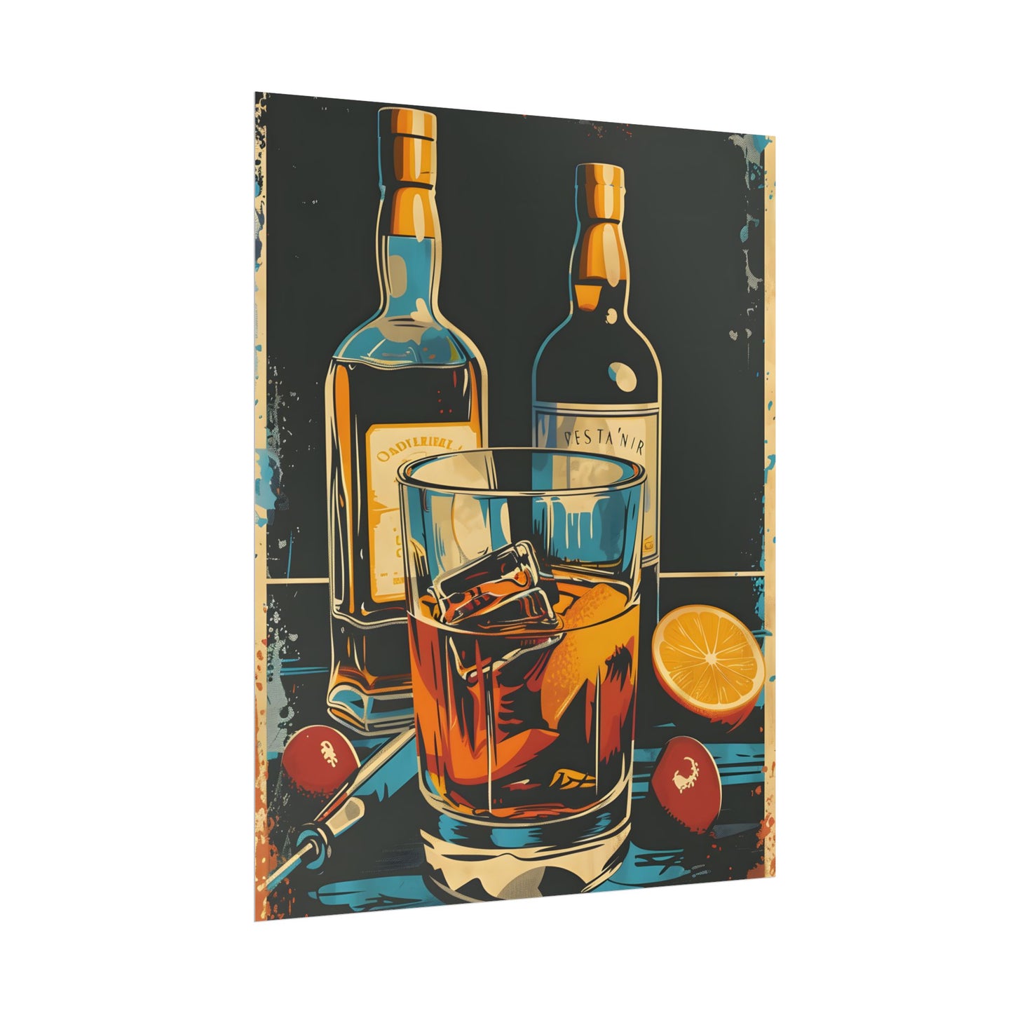 Vintage Cocktail Hour: Old-Fashioned Glass Artwork - Poster