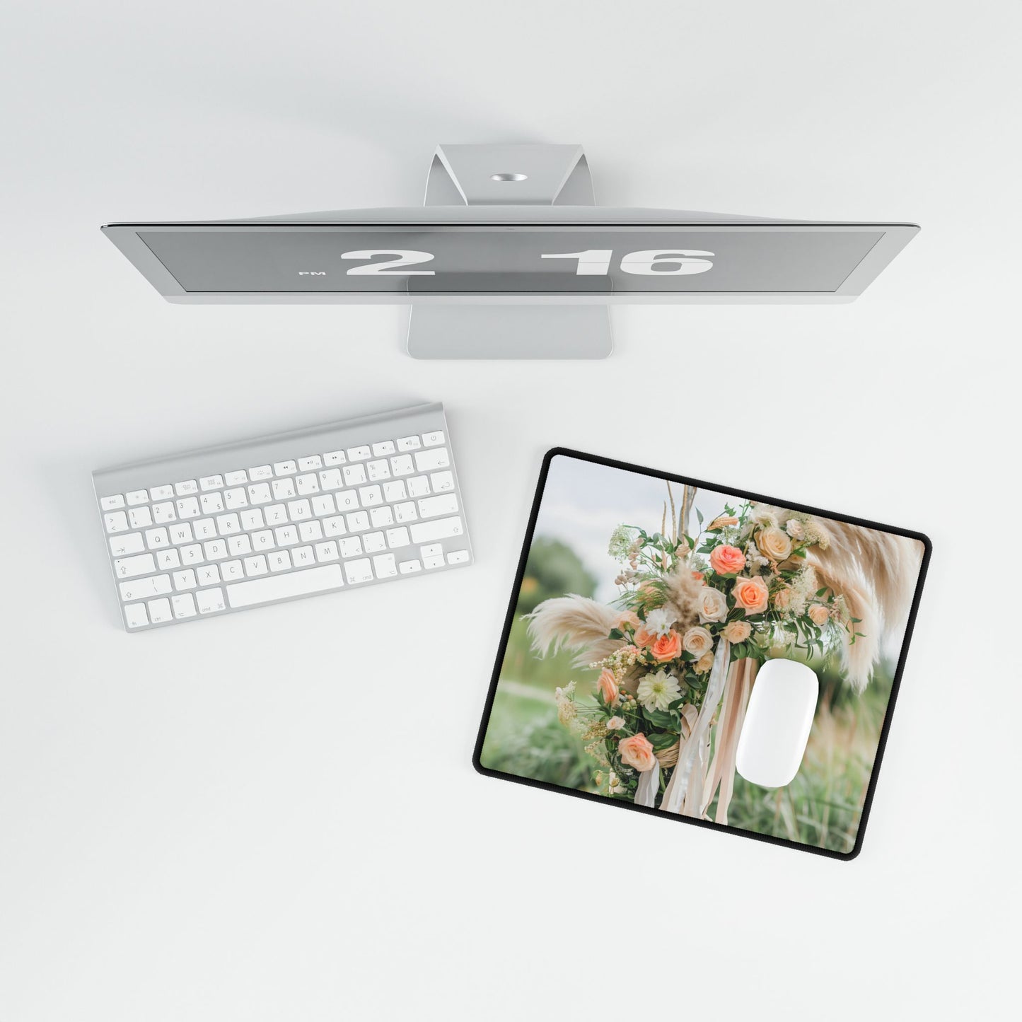 Whimsical Floral Wonders: Vibrant Pampas Garden Art - Desk Mat