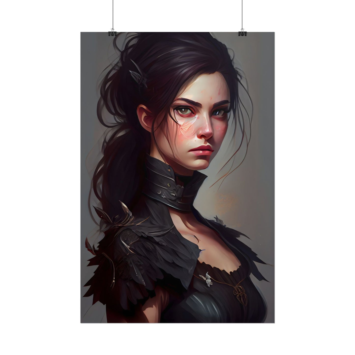Artistic Female Portrait: Elegant Dress Digital Artwork - Poster