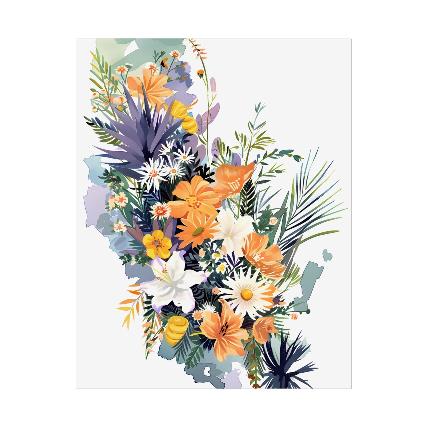 Whimsical Florida Map: Playful Art Illustration - Poster