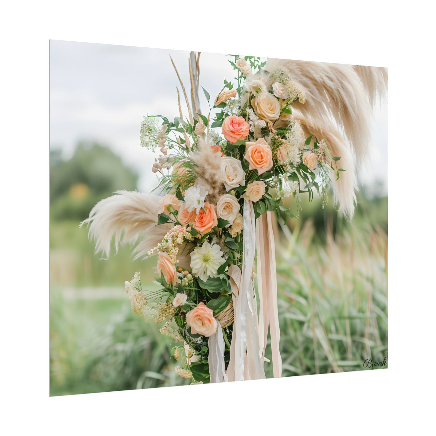 Whimsical Floral Wonders: Vibrant Pampas Garden Art - Poster