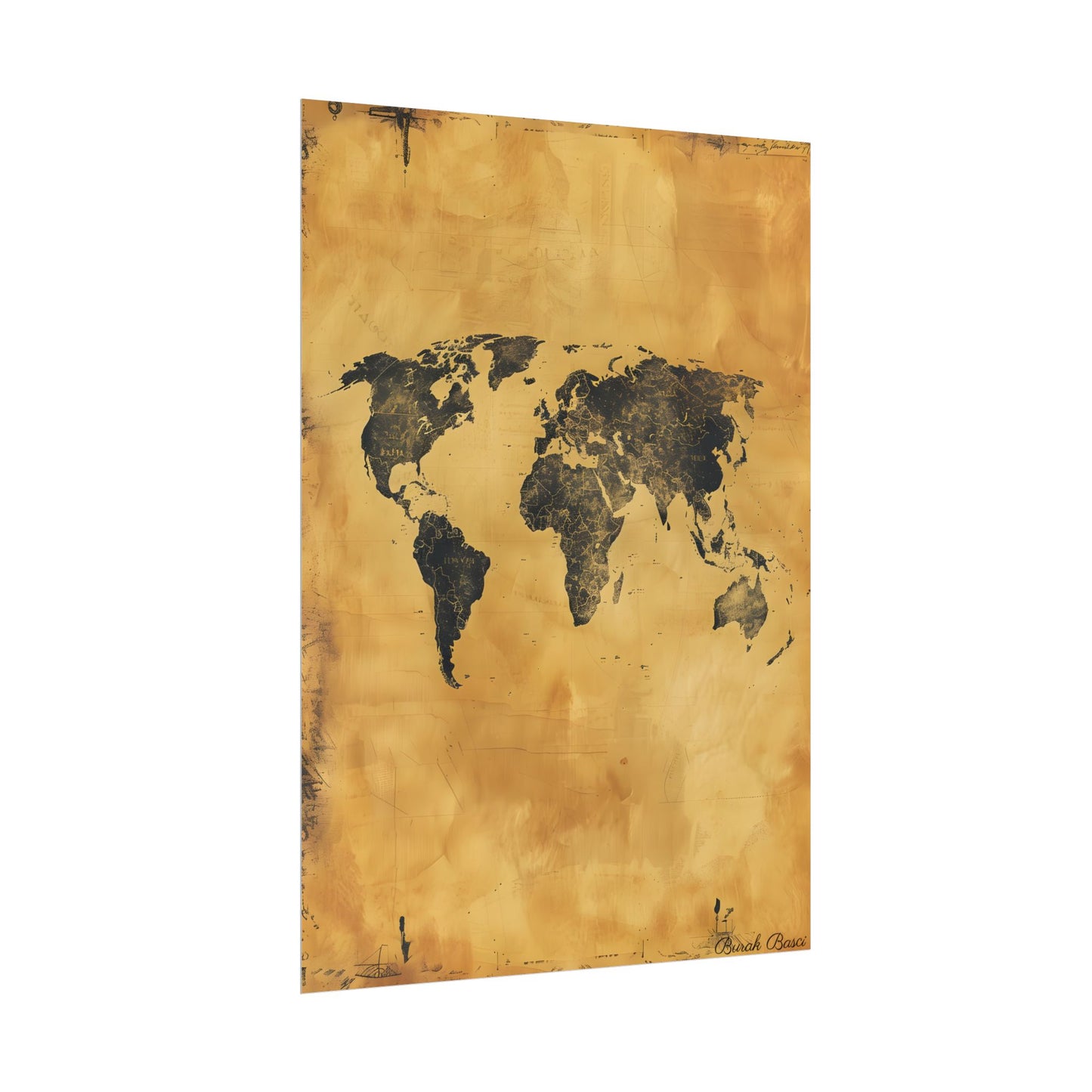 Vintage World Map: Decorative Art Piece - Poster