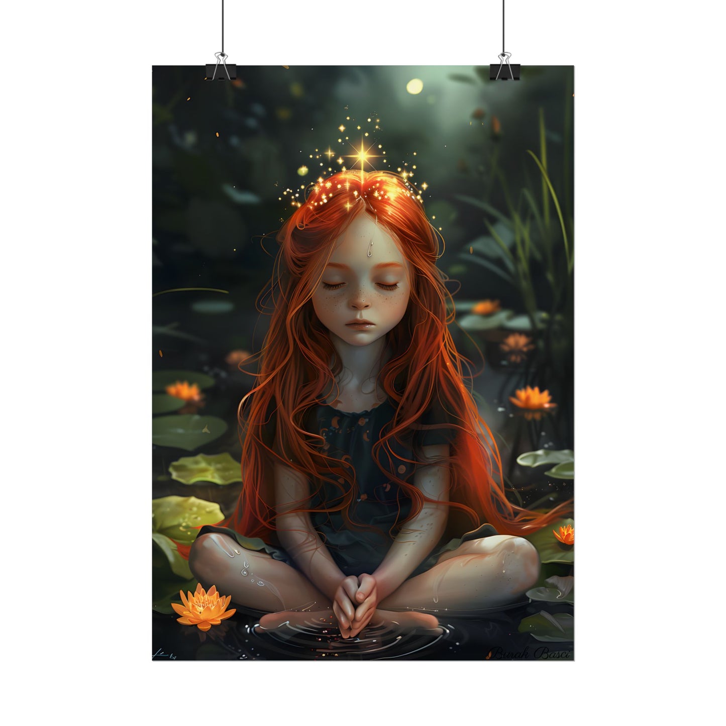 Vibrant Young Girl: Sparkling Red Hair Artwork - Poster