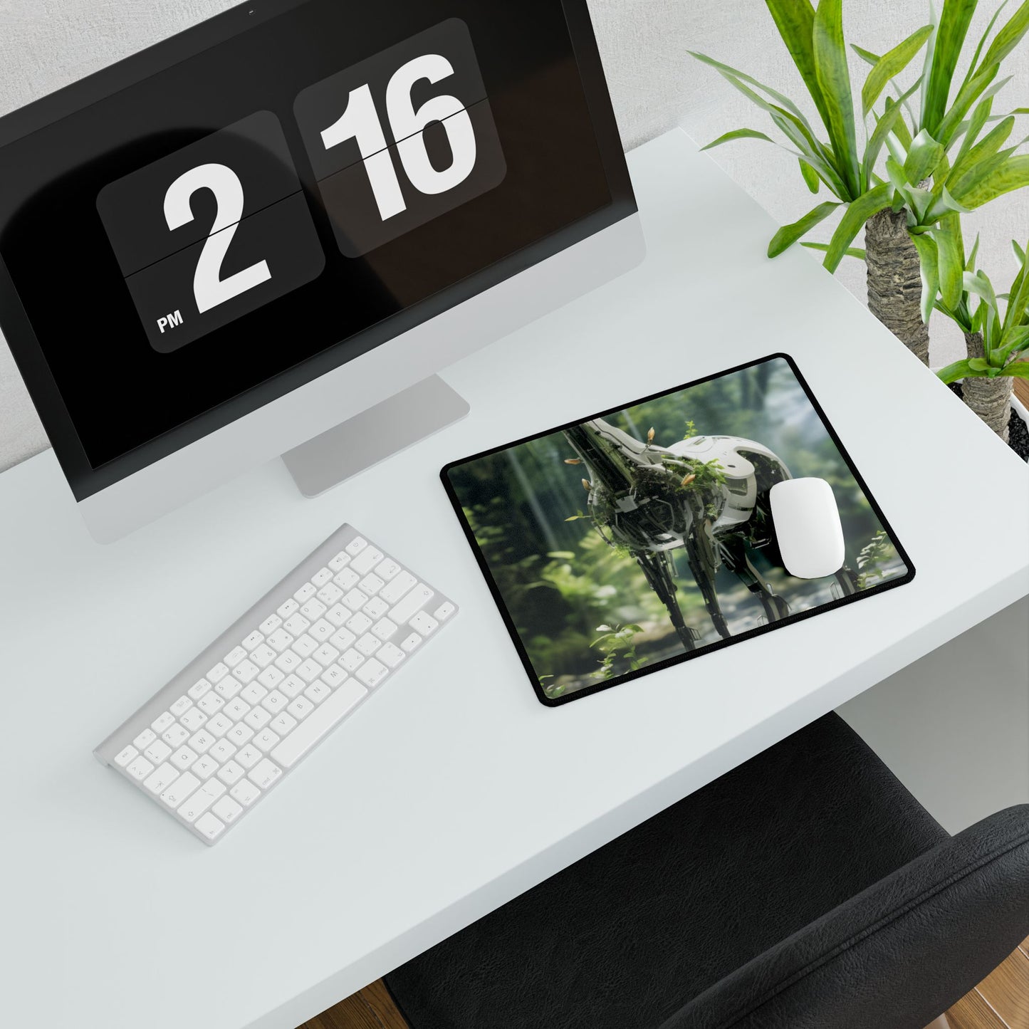 Robotic Wildlife Sanctuary: AI-Operated Haven for Animals - Desk Mat