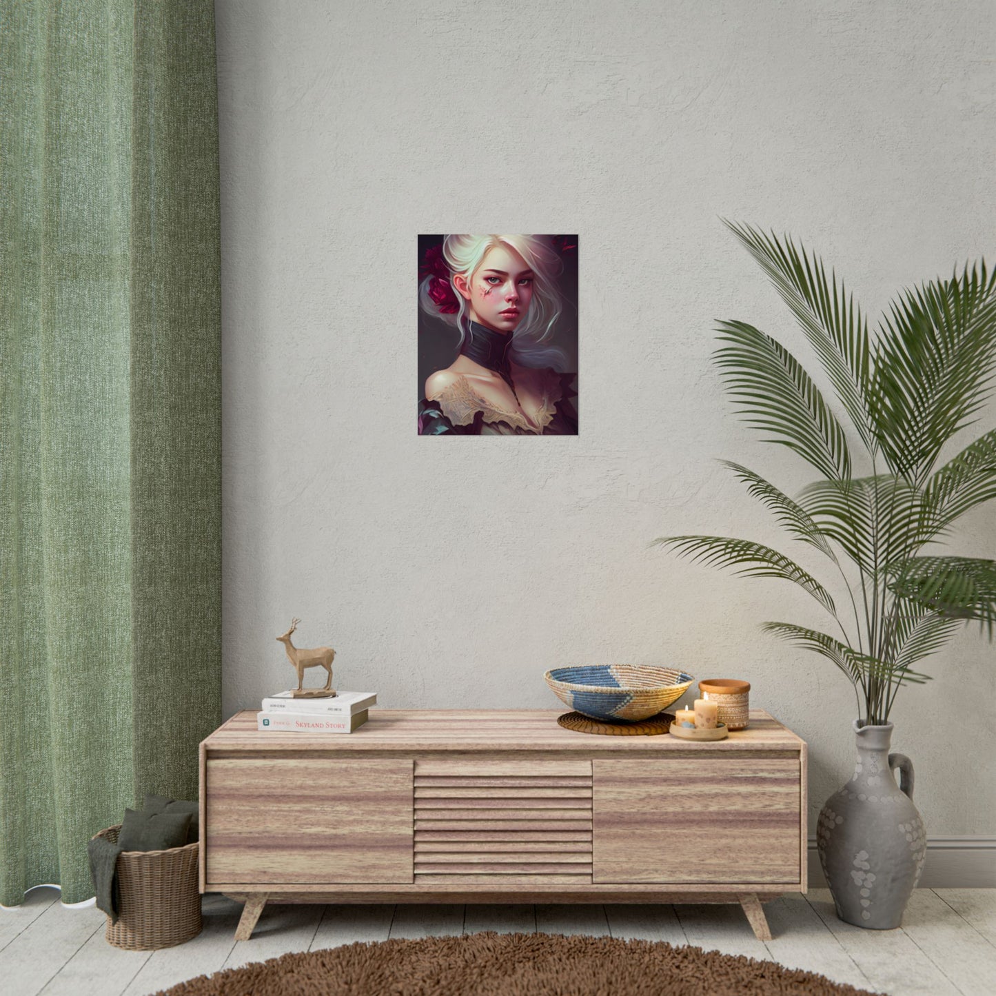Blonde Beauty in Nature: Realistic Portrait Art - Poster