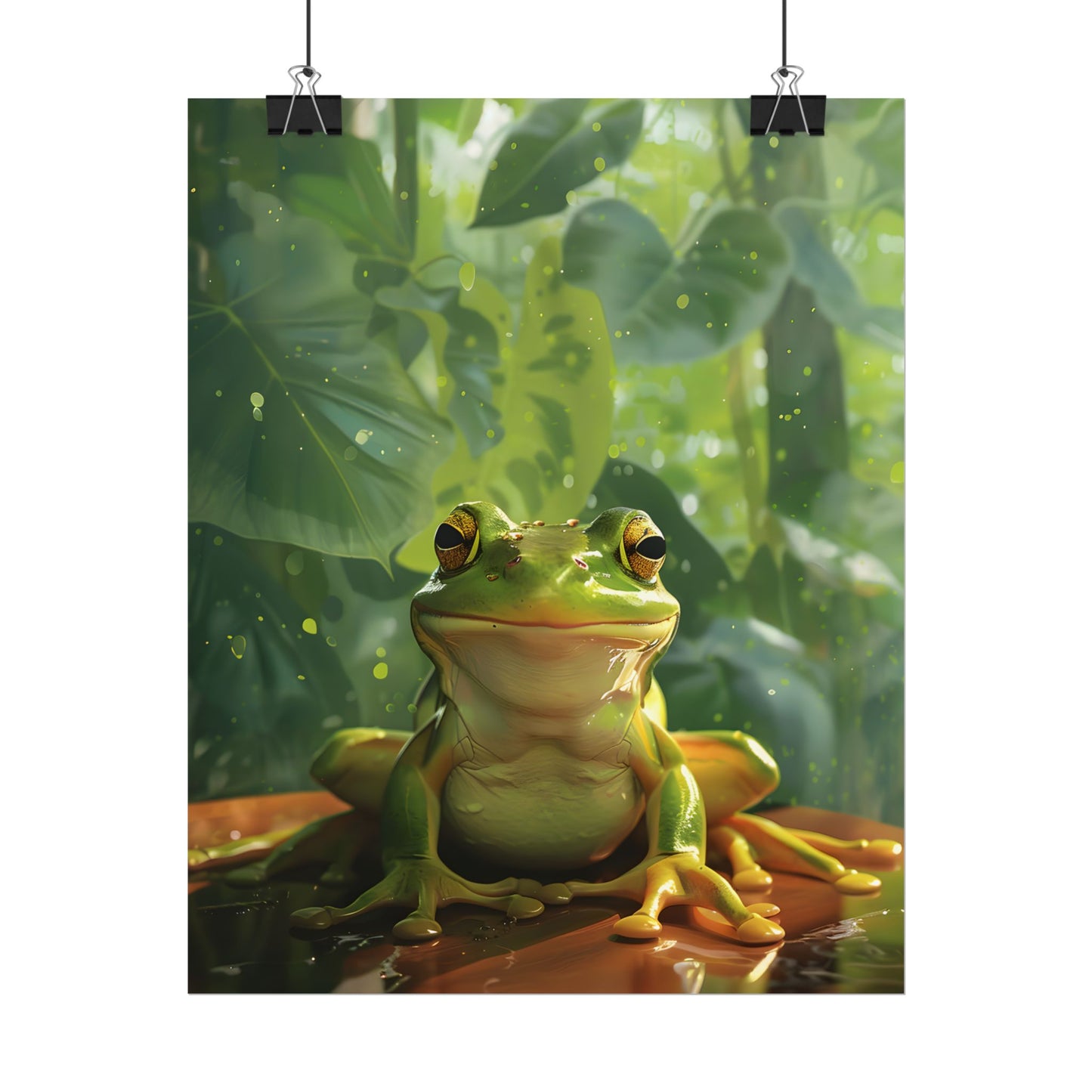 Whimsical Frog Oasis: A Peaceful Lily Pad Scene - Poster