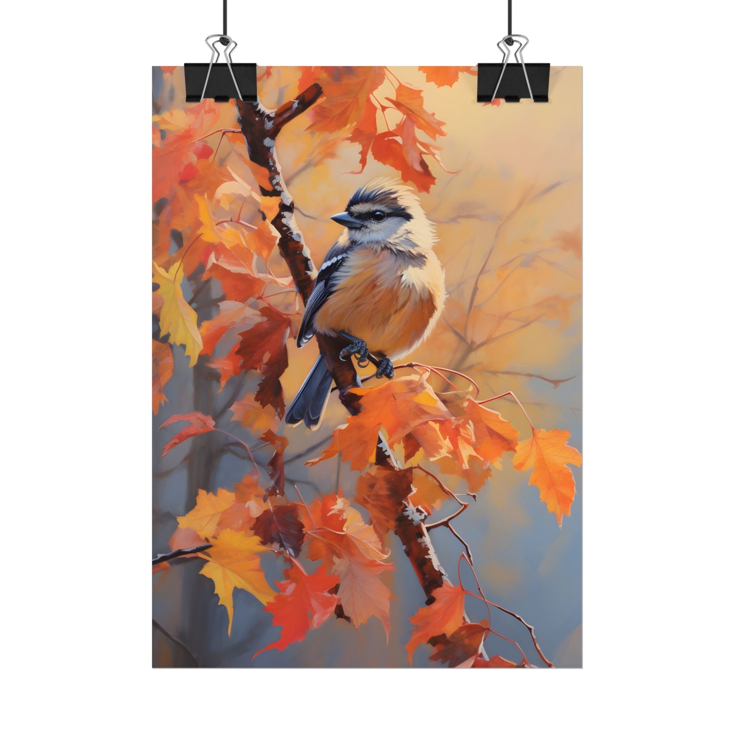 Vibrant Oak Branch: Oil Painting in Nature - Poster