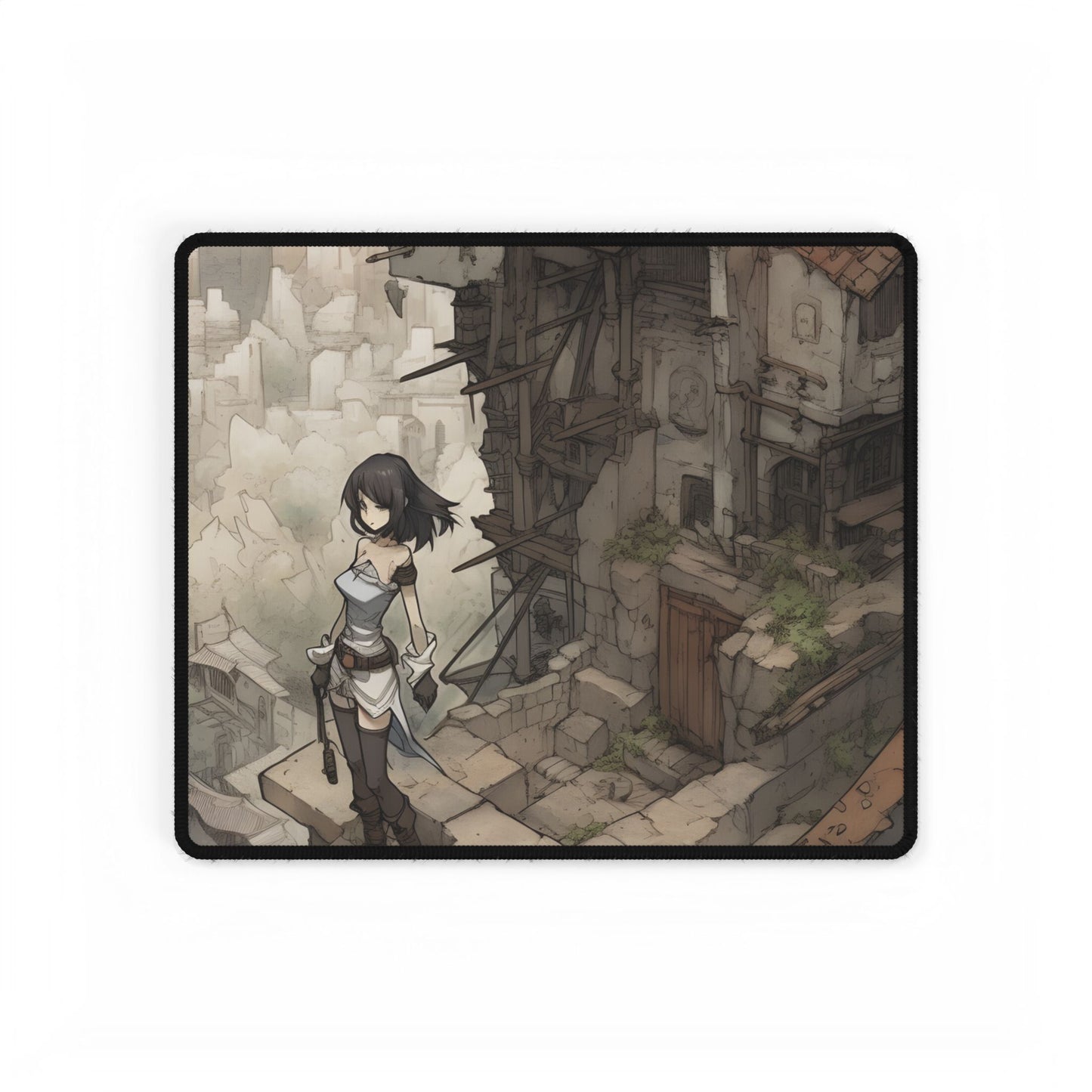 Dramatic Anime Bird Art: Detailed Illustration - Desk Mat