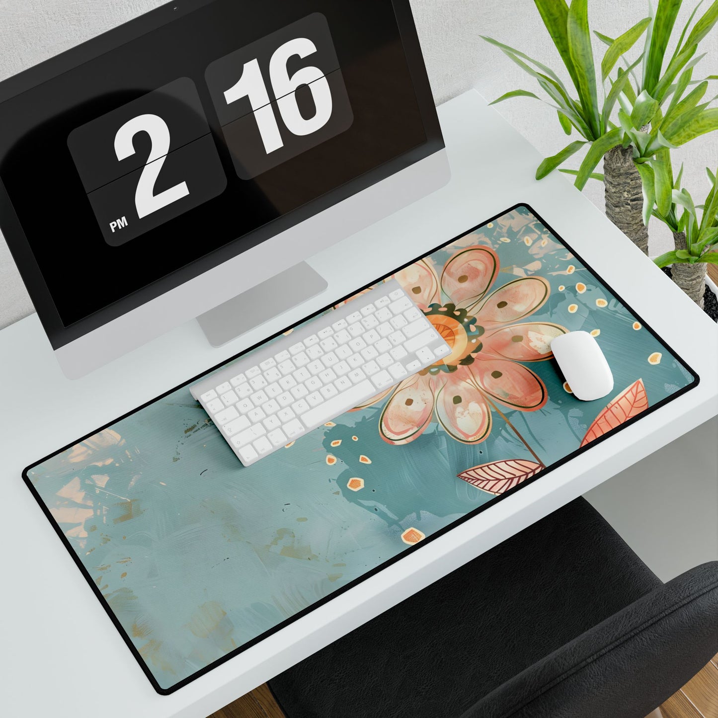 Whimsical Growth Mindset Flower: Blooming Art - Desk Mat
