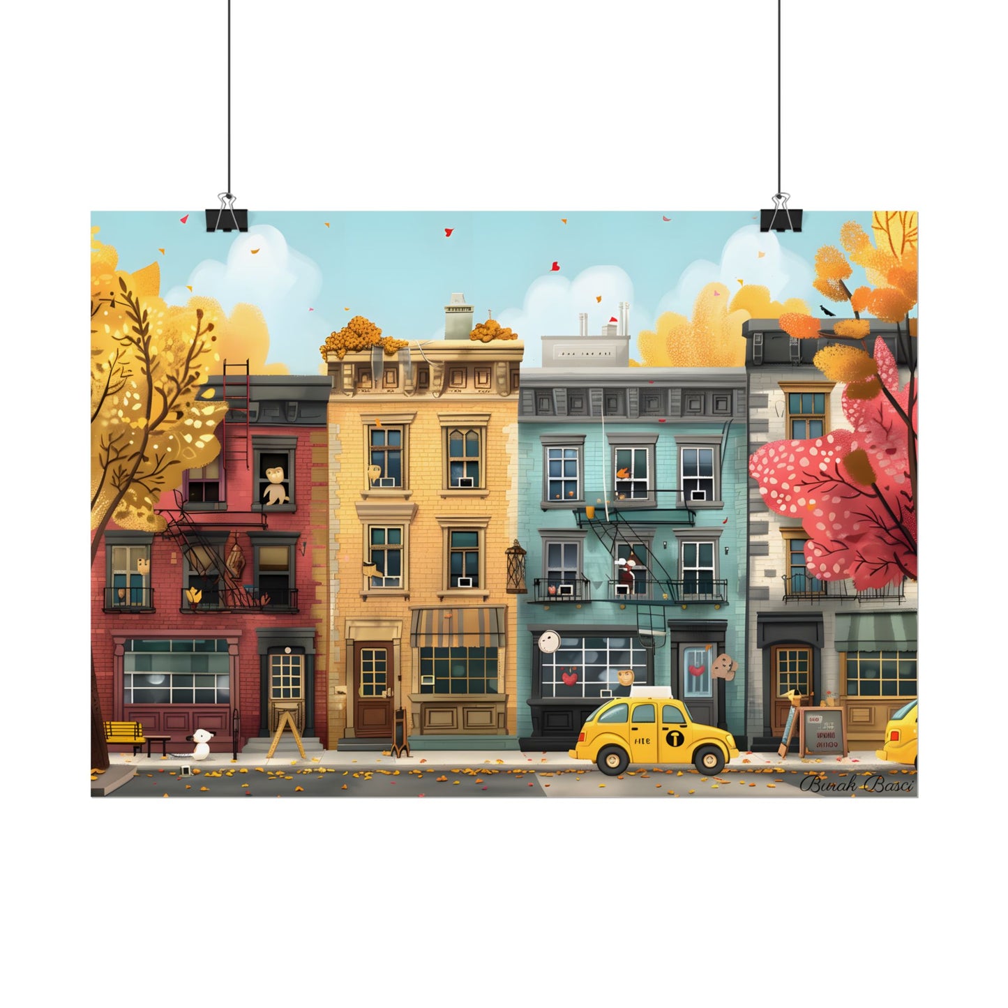 Whimsical Wonder: Playful Yellow Building Illustration - Poster