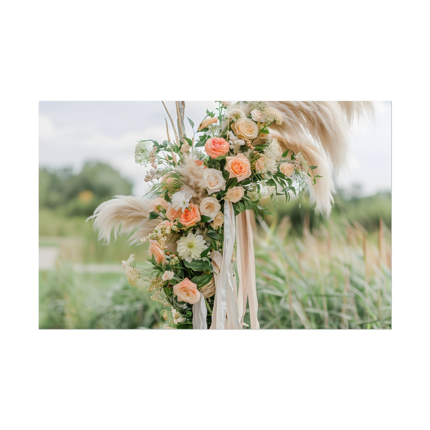 Whimsical Floral Wonders: Vibrant Pampas Garden Art - Poster