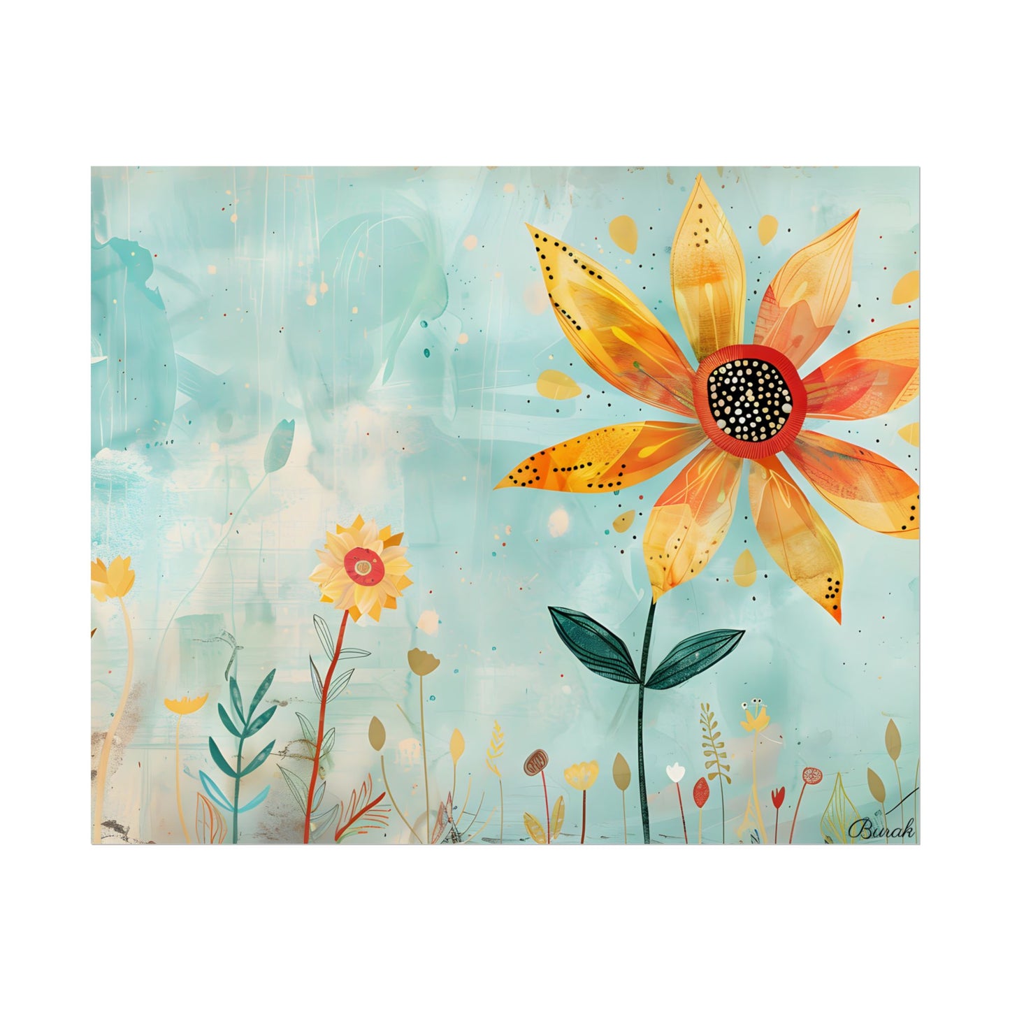 Blooming Growth: Whimsical Flower with Mindset Message Art - Poster