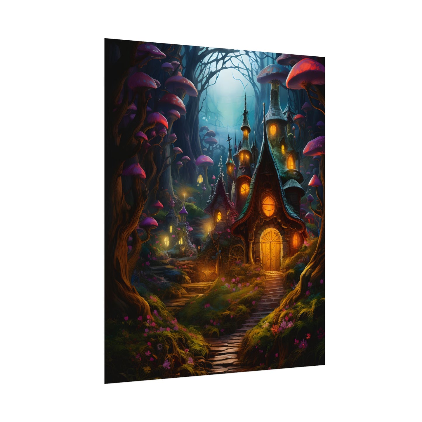 Enchanted Forest Boy: Whimsical Fairy Tale Scene - Poster