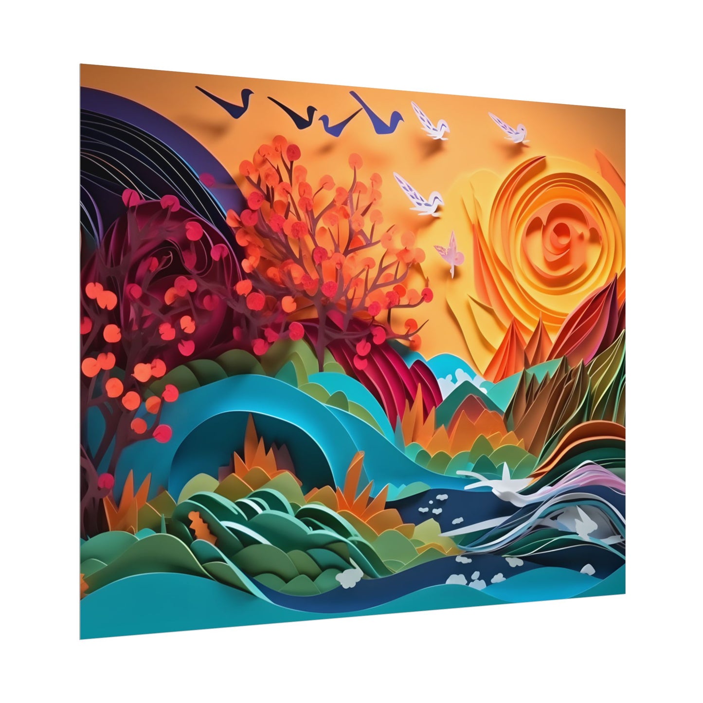 Magical Brown Flower: Quilled Paper Art - Poster