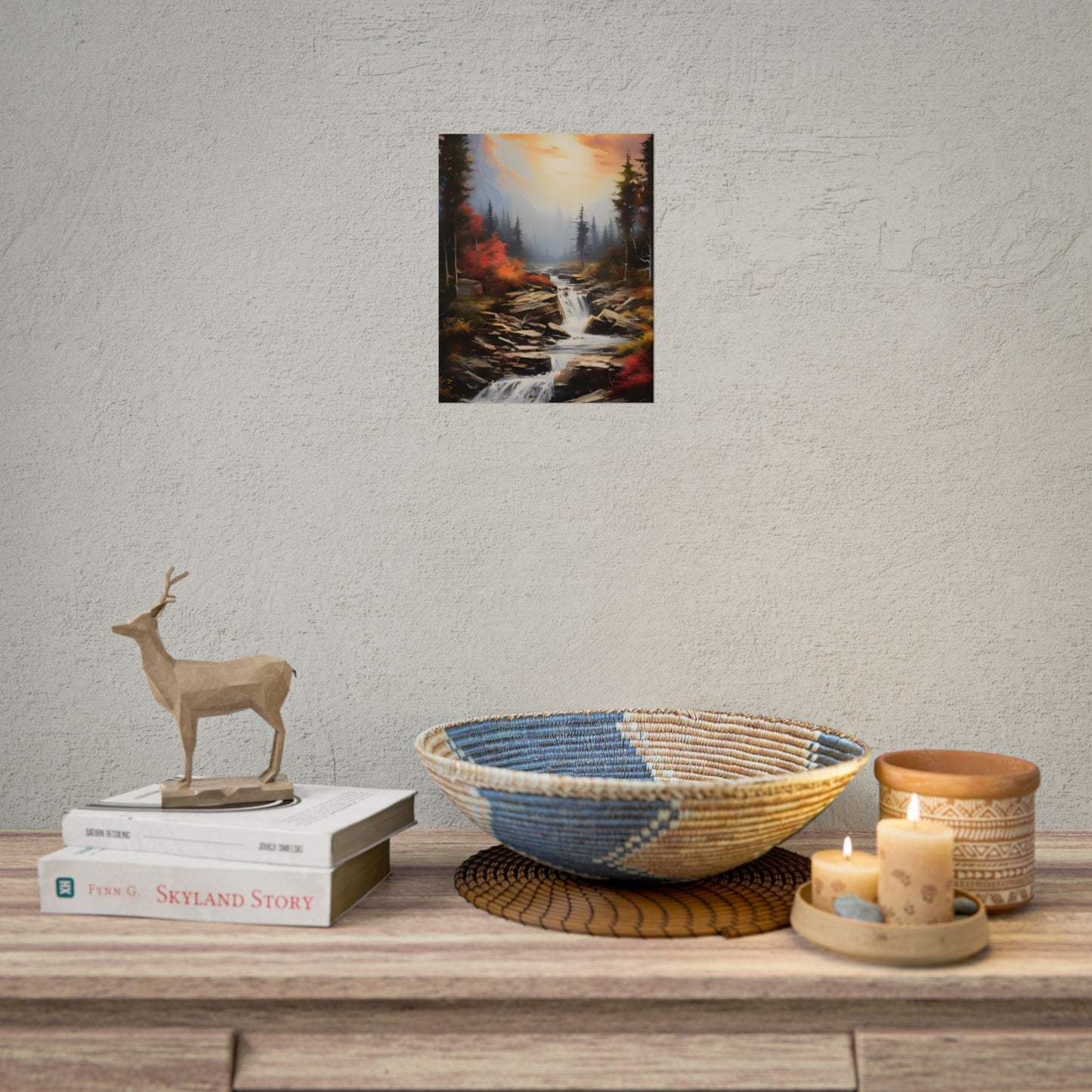 Breathtaking Waterfall: Magnificent Oil Painting Artwork - Poster