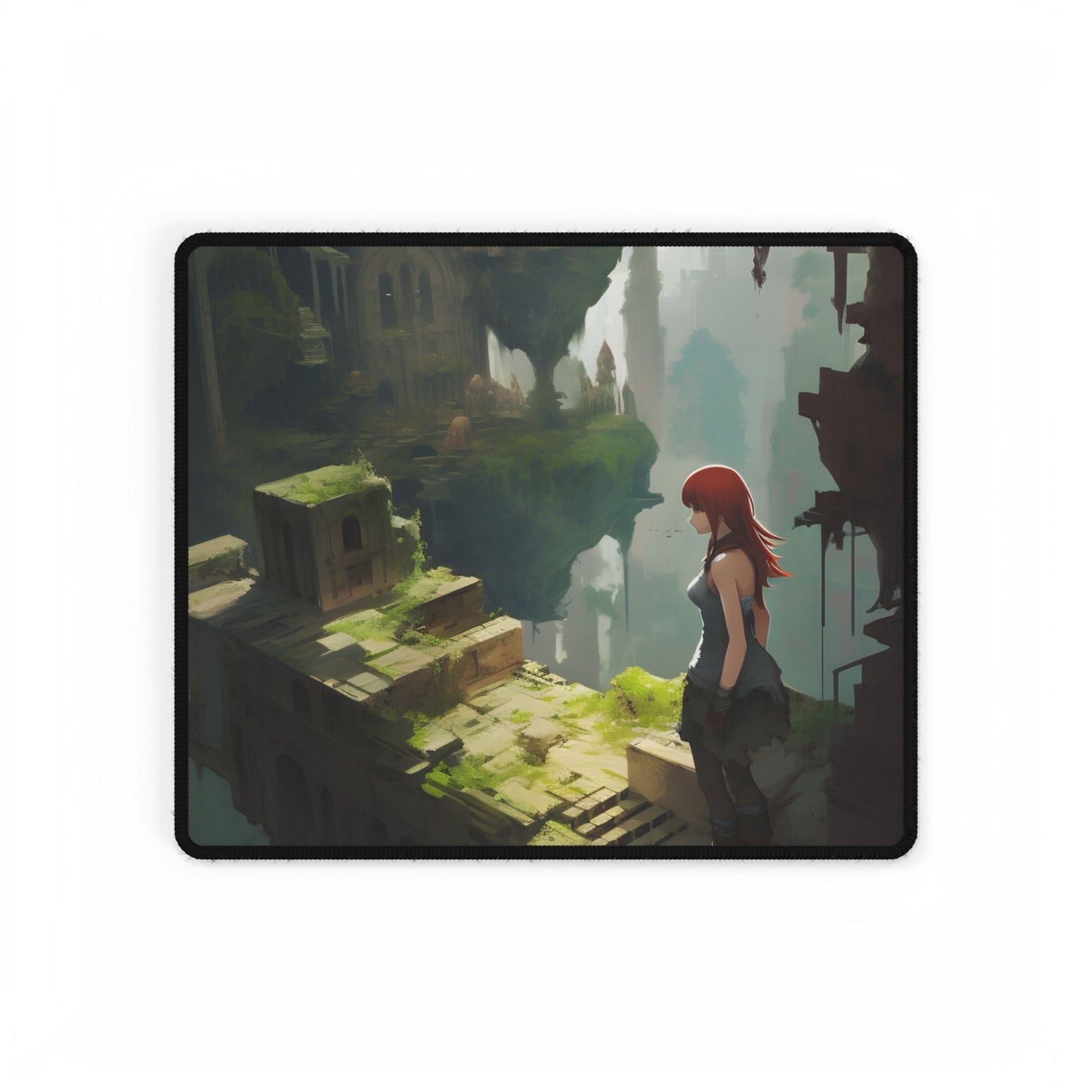 Anime Red Haired Female: Dramatic Eyes Art - Desk Mat