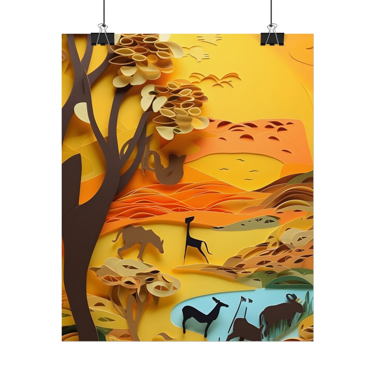 Vibrant African Landscape: Paper Quilling Art - Poster