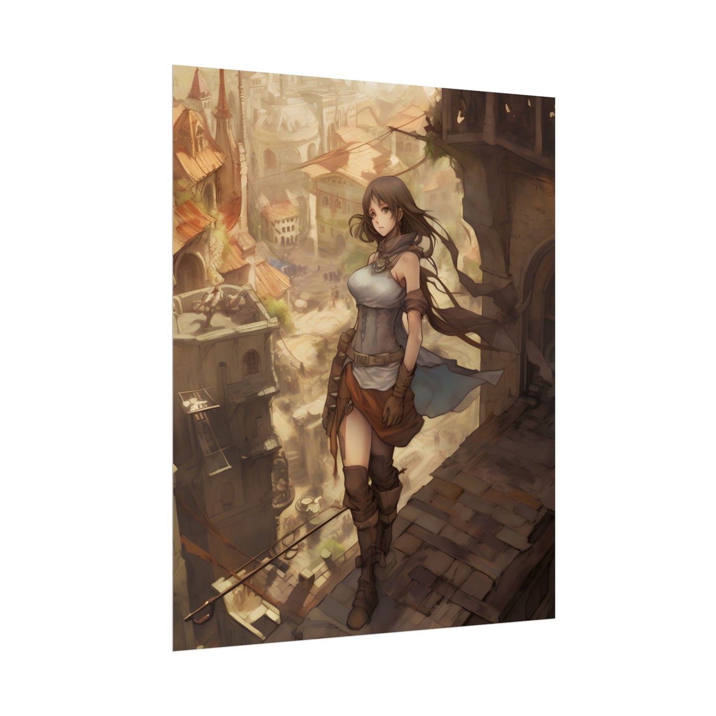 Anime Landscape Serenity: Peaceful Tree Scene Artwork - Poster