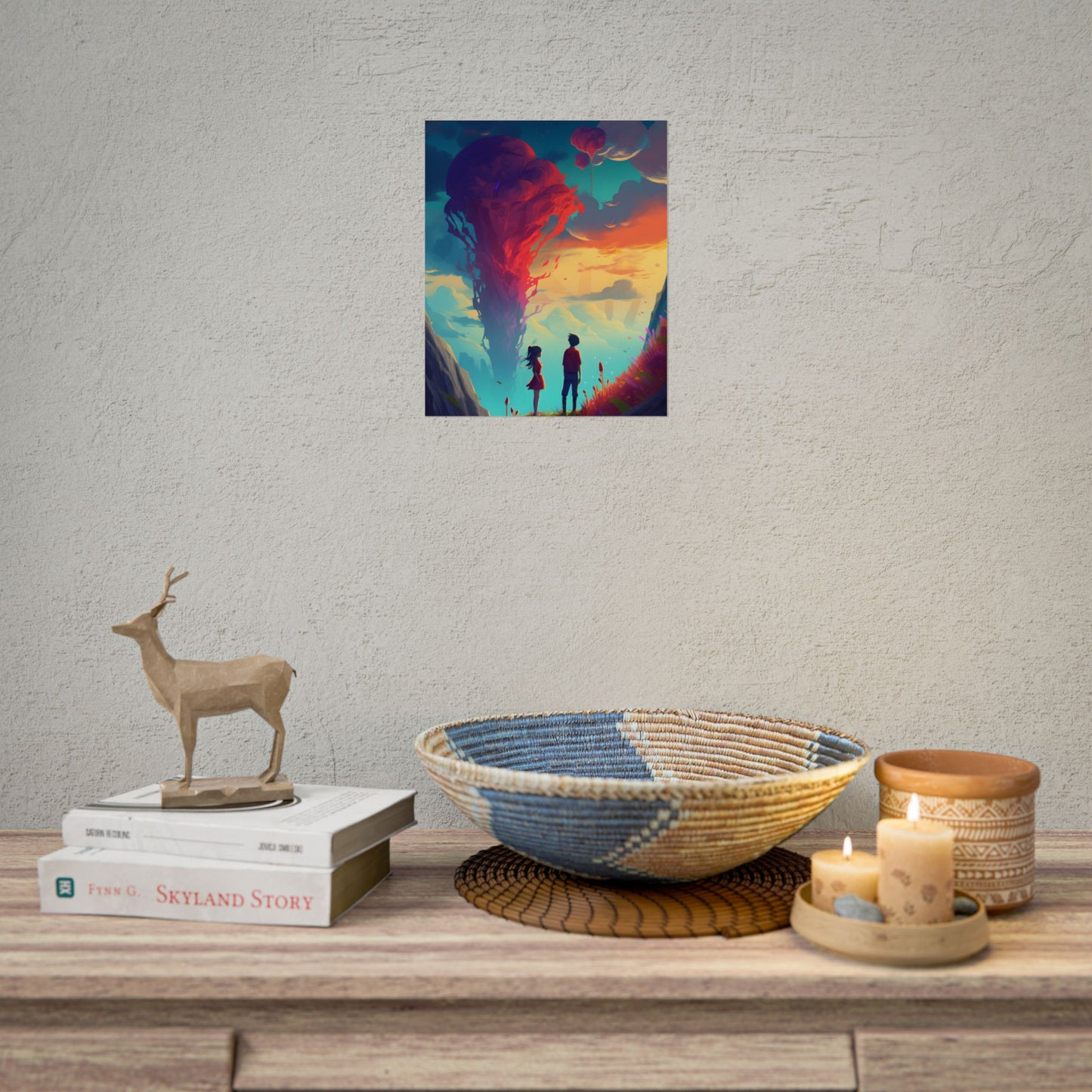 Peaceful Meadow Moment: A Girl and a Boy in Nature - Poster